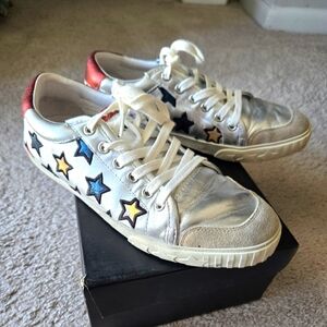 Ash Majestic Silver Metallic Star Leather Shoes Sneakers Free People